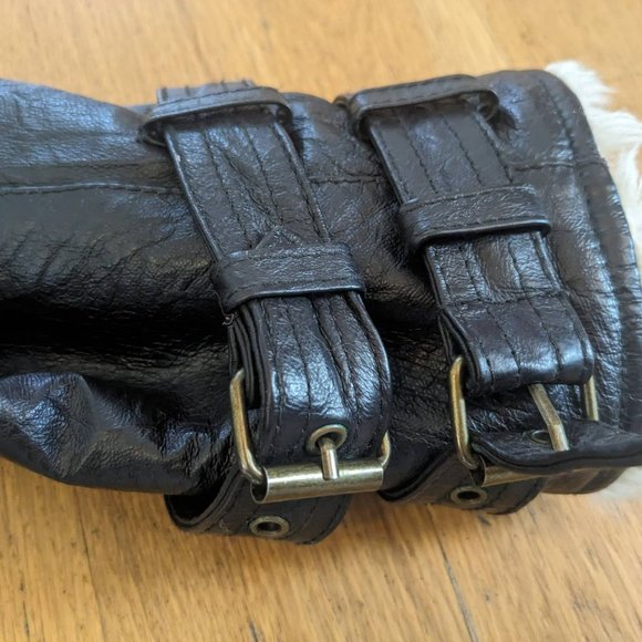 ❤️🔥FANTASTIC Vintage Leather & Fur Lined Hooded Bomber Jacket - Picture 6 of 6